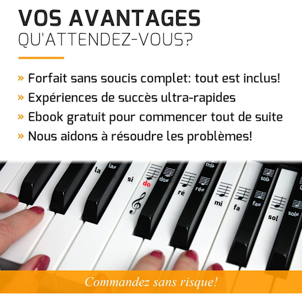 Klaver + Keyboard Note Stickers til 49 | 61 | 76 | 88 Tangenter + Komplet Premium Kit til Sorte + Hvide Tangenter | DO-RÉ-MI-FA-SOL-LA-SI |