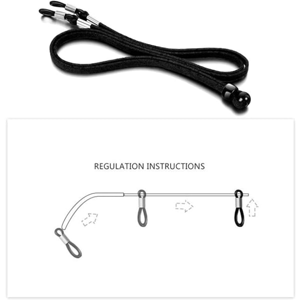 3 stk. anti-tab anti-tab brillerem kæde (sort), PU læder anti-slip brillerem fikseringsrem