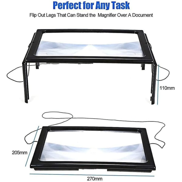 Full-page Reading Magnifying Glass Led Light, Three-dimensional Folding Bracket Magnifying Glass