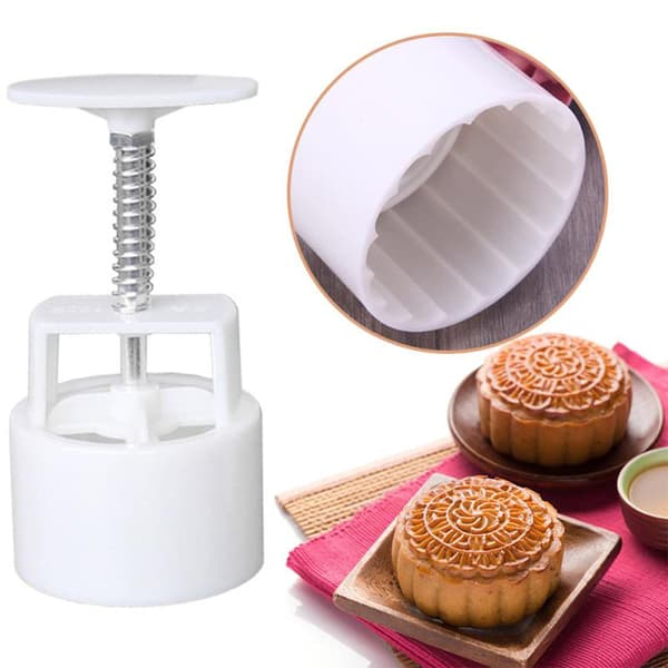Månekakeform Presser, 4 stk. Bakeform Håndpressesett Med 12 stk. Former Til Baking Kaker Kjeks Desserter