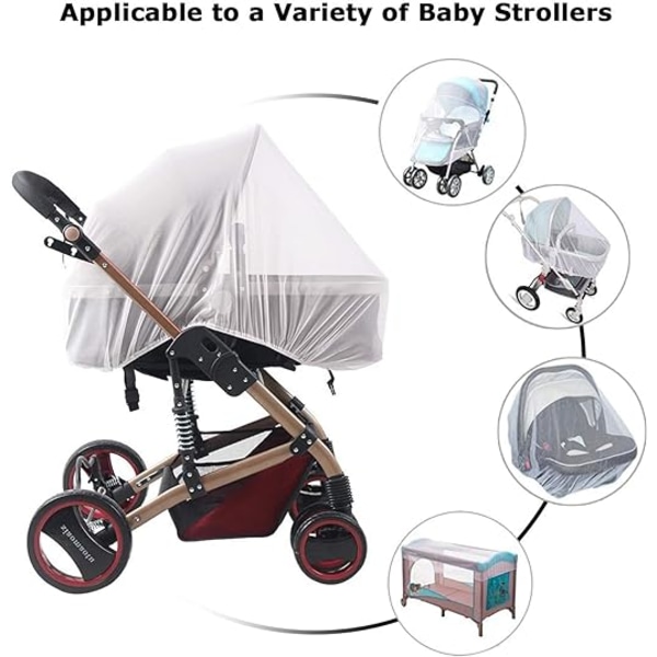 Hyttysverkko (valkoinen) baby - hyönteisverkko, konepestävä, joustava ja hengittävä - käytetään lastenvaunuihin, vaunuihin, vaunuihin, kantokopaan, sopii Cri