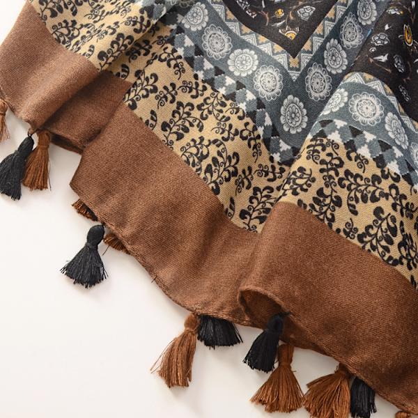 Boho Scarf Dam Lätt Vikt Blommig Tryckt Scarf Mode