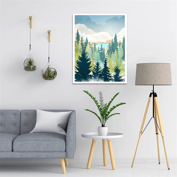 5D Diamond Painting Landscape Kit, Diamond Art Kit for Adults, Abstract Landscape Painting Round Gift with Diamonds, Wall Decor 12x16 Inch Forest