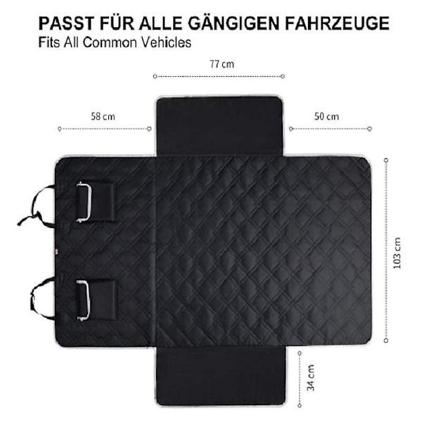 Tilbehør til hundebil - Hunde bagagerumsbeskytter med universel sidebeskyttelse - Heavy Duty hundebeskyttelsesmåtte, 185 x 103 cm bagagerumsdækken til alle biler -