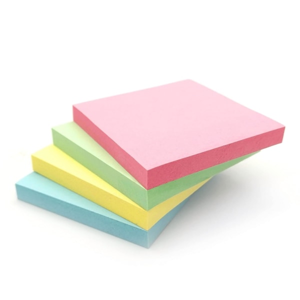 400 Pastelfarvede Flytbare Sticky Notes 76x76mm 4 Blokke Af 100 Ark - Blå, Pink, Grøn, Gul