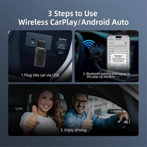 2in1 Mini Langaton Carplay -sovitin & Android Auto Langaton Sovitin, Saumaton Yhteys CarPlay Langaton Sovitin Dongle