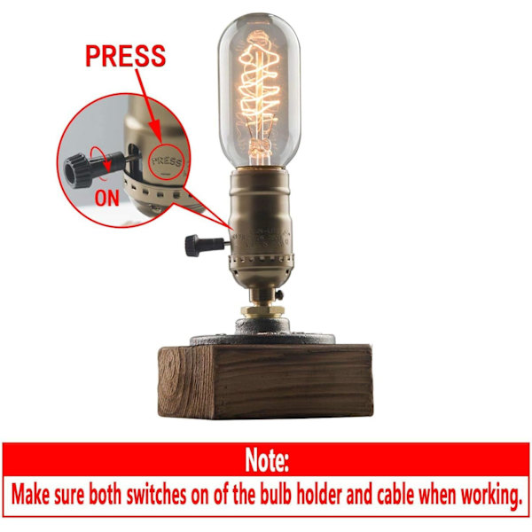 Industriel Ceramica Base Keramisk Bordlampe Træ E27 Antik Skrivebordslampe Bordlampe Sengebord Cafe Bar Stue Soveværelse Studio Natlampe (Træ)