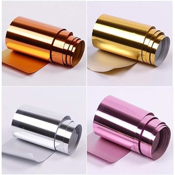 14 st holografiska nagelklistermärken, roséguld stjärnhimmel nagelklistermärken glasbitar papper nagelkonst tips kedjor glänsande DIY dekaler