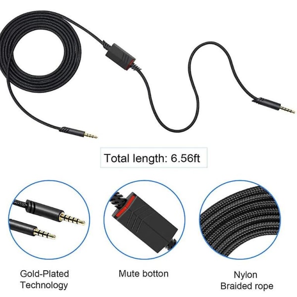 Replacement Headset Cable, For Astro A10/a40 Gaming Headsets 2 Meters