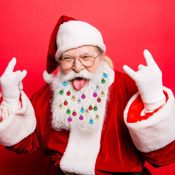 24 st julgransprydnader för skägg, färgglada julgransprydnader för ansiktet, dekoration för män under semestern