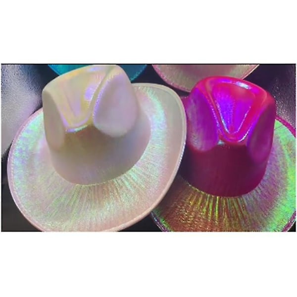 Rave Party Cowboy Hat, Perlemor Cowboy Hat, Bredskygget Western Hat Pink