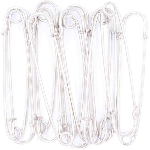 Sikkerhedsnåle Store Heavy Duty Sikkerhedsnål, Rustfrit Stål Sikkerhedsnål Silver 100mm 15pcs