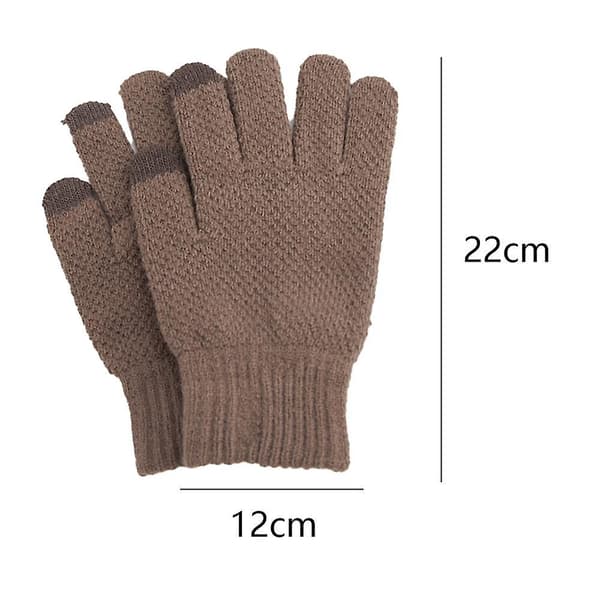 Vinter Touchscreen Handsker Varme Fleeceforet Strikkede Handsker Elastiske Manchetter Khaki