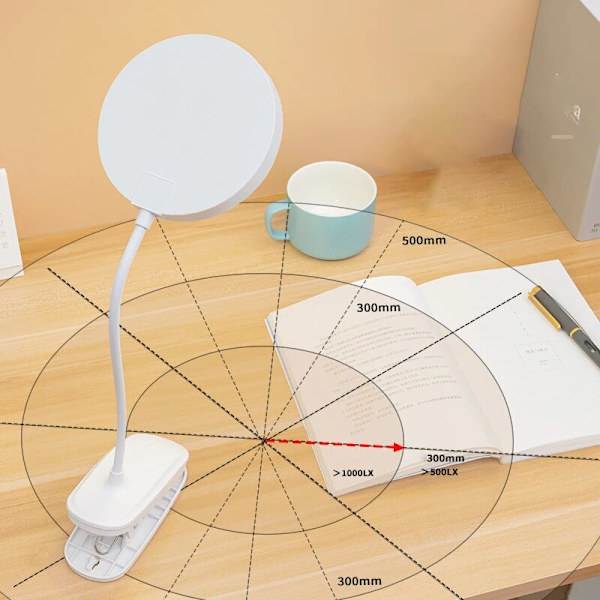 Skrivbordslampa USB-laddningsbar skrivbordslampa med sängklämma läslampa nattlampa LED-skrivbordslampa 3 lägen dimbar ögonskydd DC5V