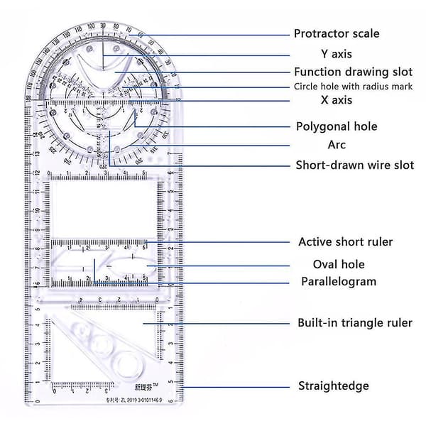 Multifunksjonell tegnelinjal Matematikk Geometrisk måling Undervisning Clear