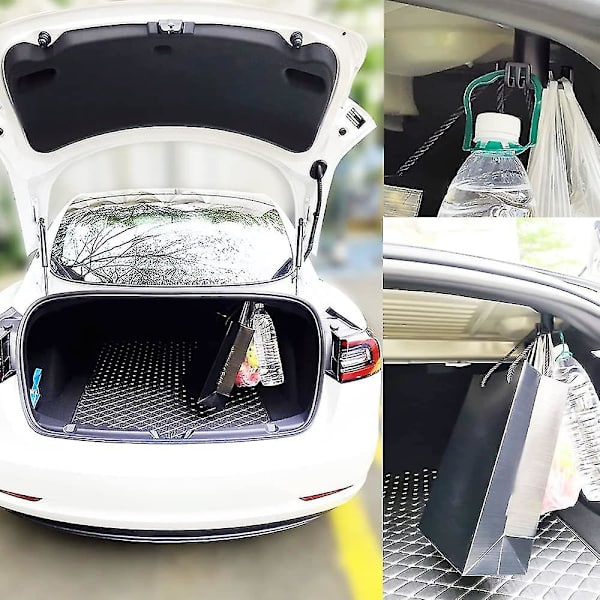 2 kpl tavaratilan koukkua Tesla Model 3:lle - Tavaratilan koukku Ostoskassin koukku Tavaratilan koukku Tarvikkeet Tesla Model 3:lle Säilytyslaatikko Piilotettu koukku Tarvikkeet