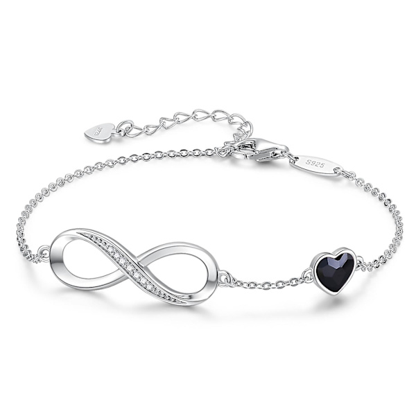 Hjärtformad symbolberlockarmband för kvinnor, justerbart 925 sterlingsilver Style D