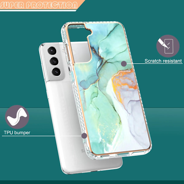 Galaxy S22 Etui TPU Gel Beskyttende Etui Ultra Tyndt Tyndt Letvægts Blødt Etui Cover til Samsung Galaxy S22 5G 6,1 Tommer - Marmor Design Mint Lilla