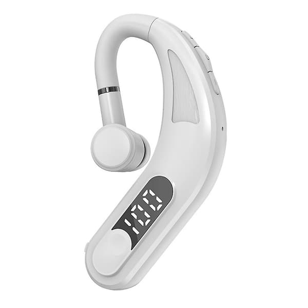 5.2 enkelt øre Bluetooth-headset støydempende mikrofon håndfri batteridisplay headset hvitt