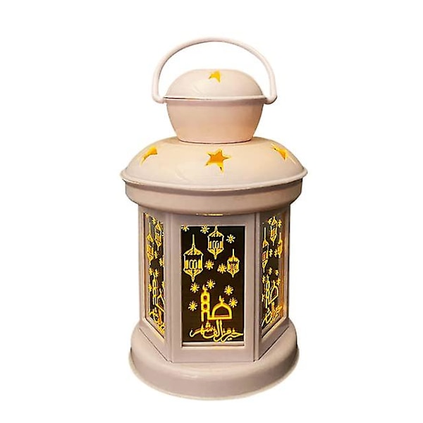 Ramadan Dekoration Lykta LED-lampor Eid Mubarak Prydnader Islam Muslimsk Festtillbehör Eid Al Adha Ramadan Kareem White