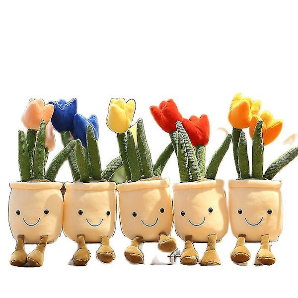 Livagtige tulipan plys plys ornamenter potteblomster pude gave boligindretning Orange