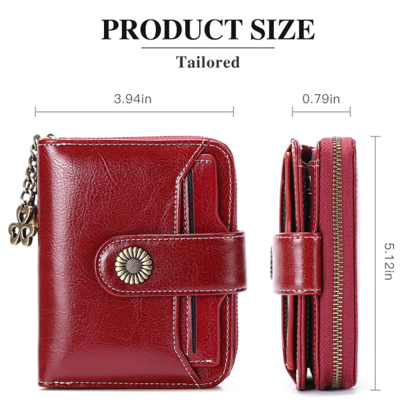 Genuine Leather Women's Wallet Women's Short Korean Style Multifunctional Mini Wallet Driver's License Wallet Red