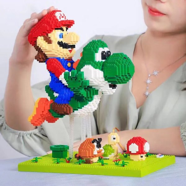 Flight Super Bros Mario Block Micro Building Block Tecknad Anime Figurer Docka Samlarobjekt Modell DIY-tegelleksaker för barn