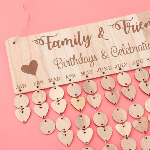 Set med trä DIY-kalender hängande påminnelsepennor