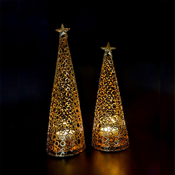 Metall juletre lysestake julelys kopp europeisk bryllupsdekorasjon telys liten rund kopp lysestake liten