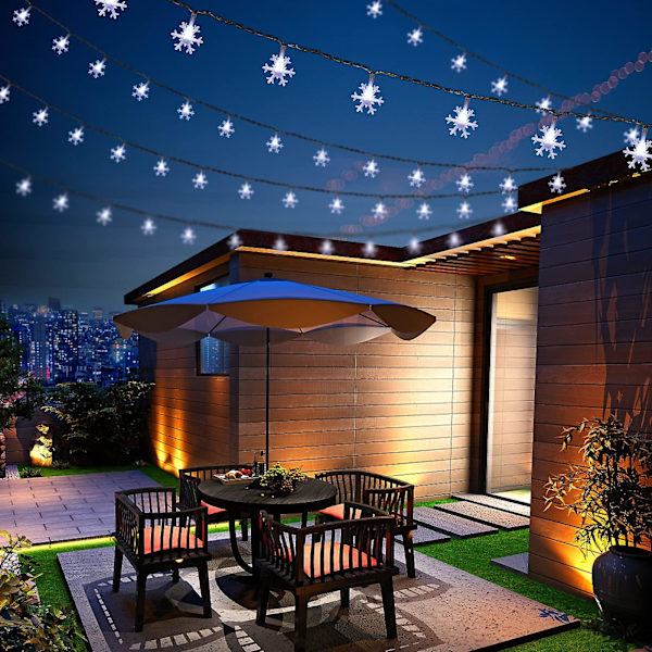 19,6 fot 40 LED snöstjärne ljusslinga batteridriven inomhusbelysning, vattentät utomhusbelysning för trädgård uteplats utomhus sovrum festdekoration Bright White