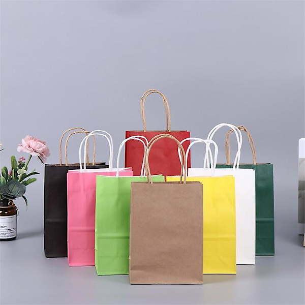 10 st Kraftpapper Tote Bag 27*21*11 Slumpmässig Färg