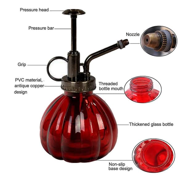 Vattenkanna Pumpa Glas Spruta Flaska för Växter, 250ml Red