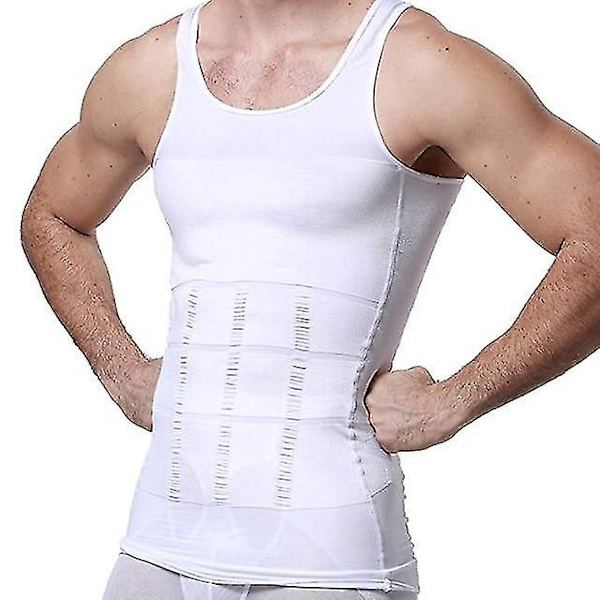 Män Korsett, Kroppsslimande Tummy Shaper- Midjeskjortor White M
