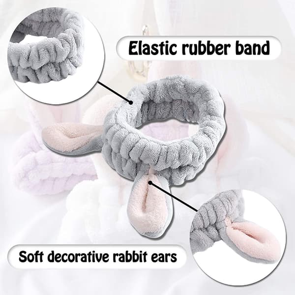 3 st hårband smink spa kanin pannband mjuk elastisk hår wrap 1