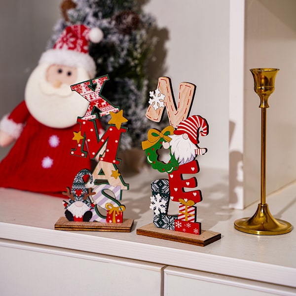 bitar juldekorationer, trä ansiktslös gammal man målade bokstäver dekorationer jul dvärg dekorationer
