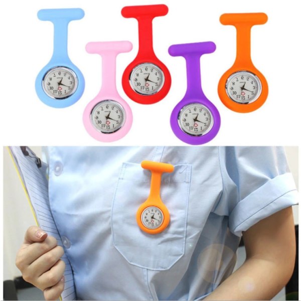 sjuksköterska watch , silikon med nål/klämma, infektionskontrolldesign, sjukvårdssköterska, medicinsk stiftarmband för medicinsk personal - rosa vit