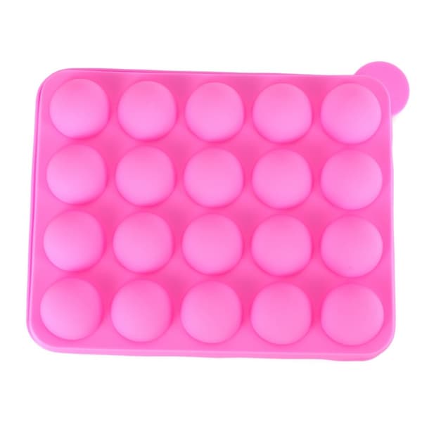 20 stycken med pinnar, icke-klibbiga, klubba formar silikonplatta för att göra Cake Pop Cakes Bakverk - Rosa