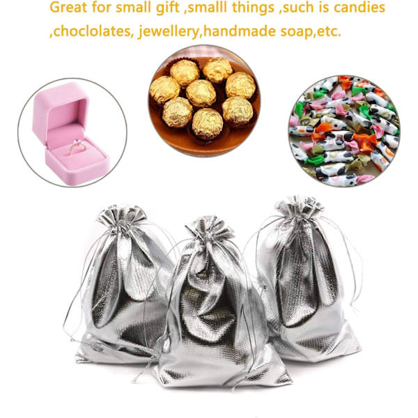 100 st 3,54 tum x 4,72 tum Tunga Gul Dragkedja Akryl Smyckespåse Bröllop Julgåva Godis Choklad Pengapåsar