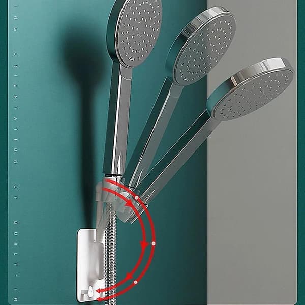 360 dusjhodeholder justerbar selvklebende dusjhodebrakett veggmontering med 2 kroker stativ spa bad universal abs 1 stk Blue