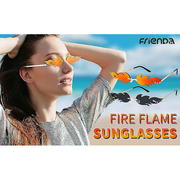 2 stk. Flamme Solbriller Flamme Randløse Solbriller Randløse Wave Briller