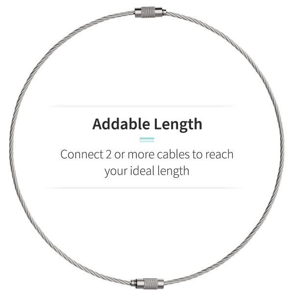 13 cm nøglering kabel i rustfrit stål, 20 stk.