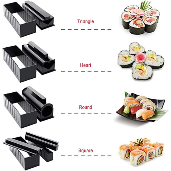 Sushi Making Kit, Diy Sushi Maker Kit For Heilwiy Beginners With 4 Plastic Sushi Molds Gift