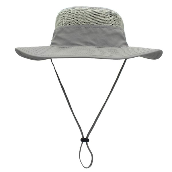 Unisex bredbrättad hatt, Upf 50+ vattentätt solskydd, sommar UV-skydd Boonie hatt Light Grey