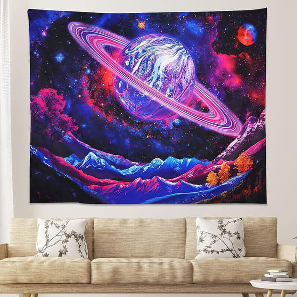 Planet Wall Tapestry Psykedelisk Bjerg Tapestry Galaxy Sp