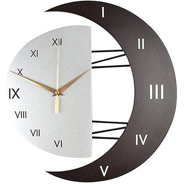 12 tums väggklocka stor tyst modern design månform romerska siffror kvarts väggklocka present