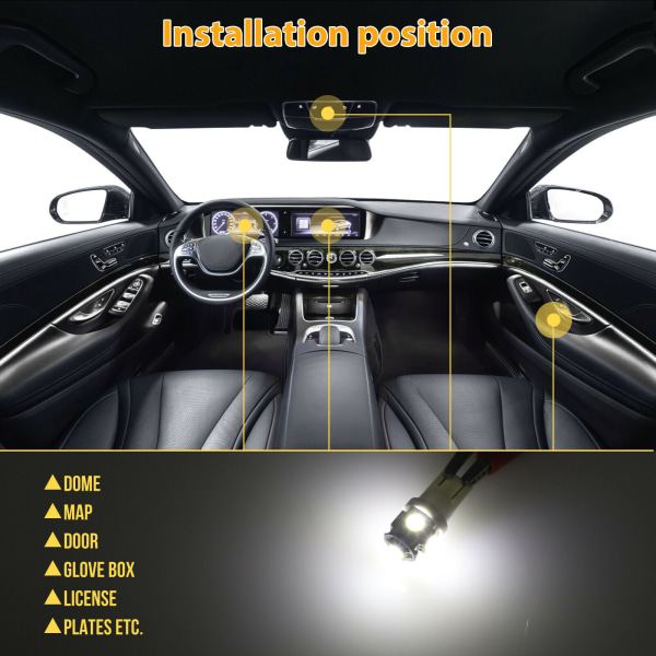 Bil LED kombinationspaket 42PCS T10 sidolampa dubbelspetsad läslampa registreringsskylt lampa inomhus dörrlampa
