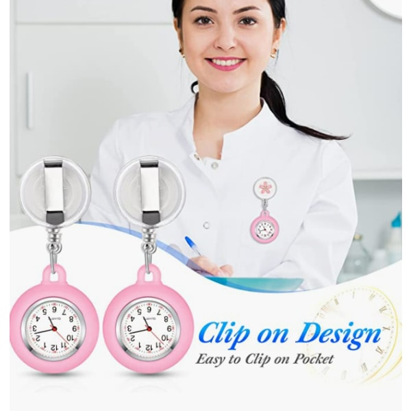 4pcs nurse watch pocket watch doctor watch pocket watch student examination form is retractable pink