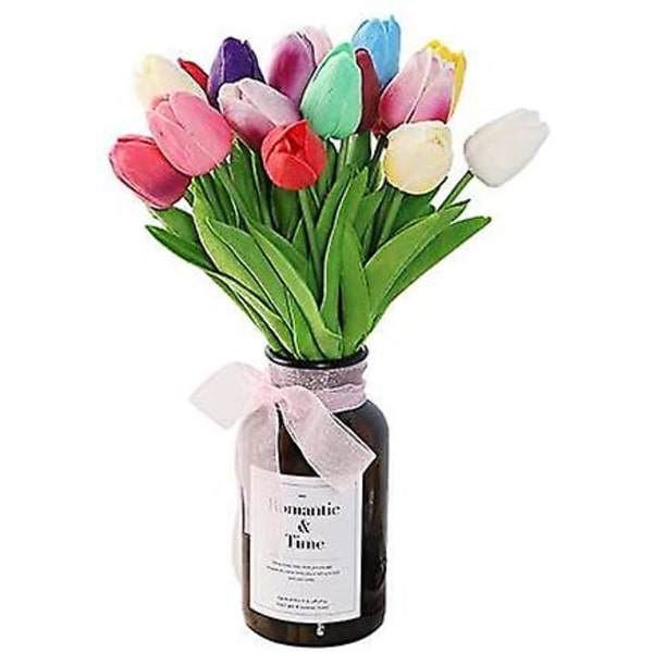 8 stk. kunstige tulipaner, falske tulipaner, PU-latex tulipaner, ægte touch tulipaner, boligindretning, fest, bryllup, rød 3x5x14cm Red