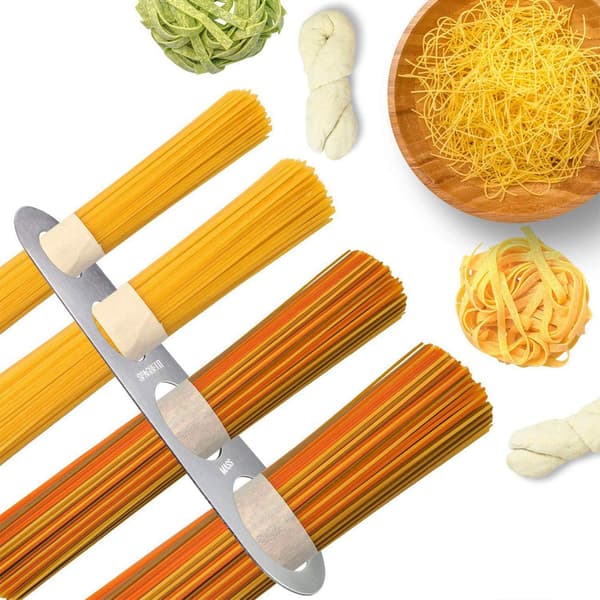 2 stk. Spaghetti Måler i Rustfritt Stål, Spaghetti Nuddel Måleverktøy Kjøkkenutstyr 4 Hull Risfloss Måleverktøy