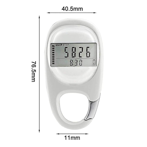 3D Digital Enkel Stegräknare Clip On Stegräknare White